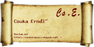Csuka Ernő névjegykártya